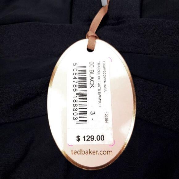 NWT Ted Baker Ralinda Halter Triangle Cut Outs One Piece Swimsuit Minimal Black - Picture 8 of 8